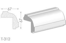 Декоративний кутовий молдинг, плінтус, фриз, кутова тяга з гладким профілем з гіпсу т-312