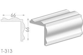 Декоративний кутовий молдинг, плінтус, фриз, кутова тяга з гладким профілем з гіпсу т-313