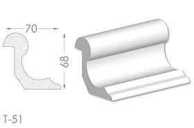 Декоративний кутовий молдинг, плінтус, фриз, кутова тяга з гладким профілем з гіпсу т-51