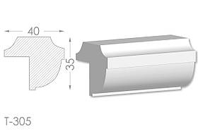 Декоративний кутовий молдинг, плінтус, фриз, кутова тяга з гладким профілем з гіпсу т-305