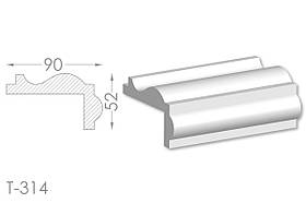 Декоративний кутовий молдинг, плінтус, фриз, кутова тяга з гладким профілем з гіпсу т-314
