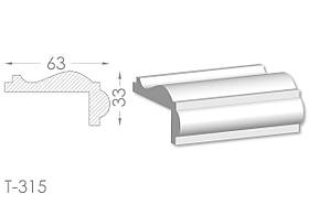 Декоративний кутовий молдинг, плінтус, фриз, кутова тяга з гладким профілем з гіпсу т-315