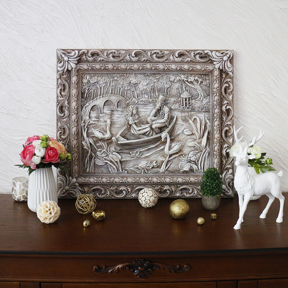 Барельєф Пара закоханих в човні світиться в темряві Гранд Презент КР 904 камень светит, фото 1