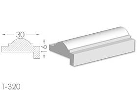 Декоративний кутовий молдинг, плінтус, фриз, кутова тяга з гладким профілем з гіпсу т-320
