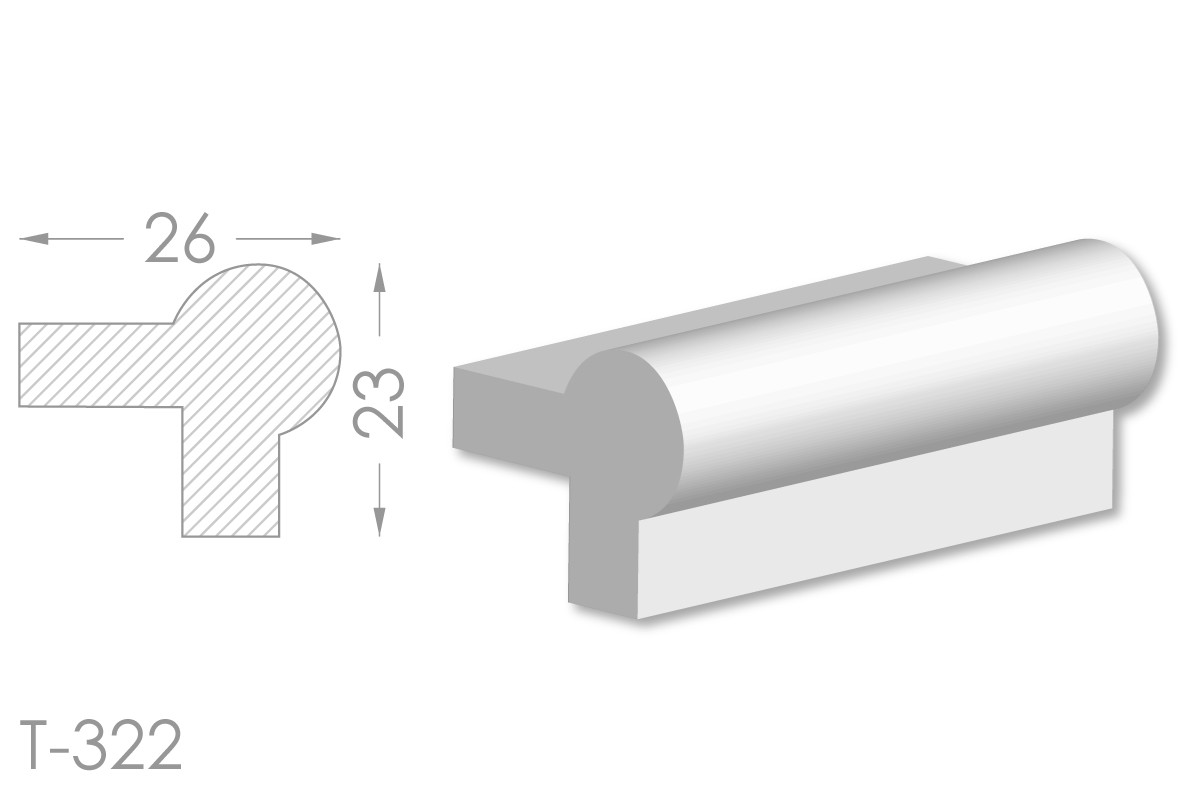 Декоративний кутовий молдинг, плінтус, фриз, кутова тяга з гладким профілем з гіпсу т-322, фото 1
