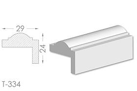 Декоративний кутовий молдинг, плінтус, фриз, кутова тяга з гладким профілем з гіпсу т-334