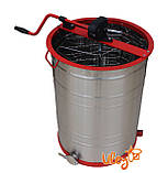 Медогонка 3-х Рамкову. Нержавіюча, НЕ поворотна Касети Нержавіючі. Ротор Нержавіючий. З підставкою, фото 2