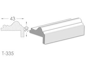 Декоративний кутовий молдинг, плінтус, фриз, кутова тяга з гладким профілем з гіпсу т-335