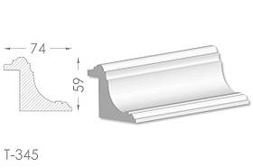 Декоративний кутовий молдинг, плінтус, фриз, кутова тяга з гладким профілем з гіпсу т-345