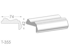 Декоративний кутовий молдинг, плінтус, фриз, кутова тяга з гладким профілем з гіпсу т-355