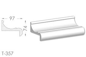 Декоративний кутовий молдинг, плінтус, фриз, кутова тяга з гладким профілем з гіпсу т-357