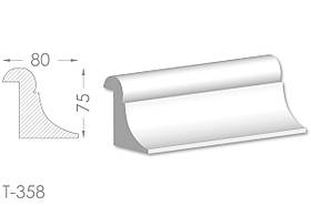 Декоративний кутовий молдинг, плінтус, фриз, кутова тяга з гладким профілем з гіпсу т-358