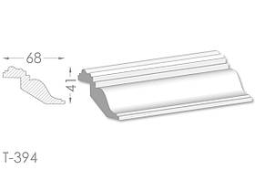Декоративний кутовий молдинг, плінтус, фриз, кутова тяга з гладким профілем з гіпсу т-394