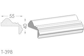 Декоративний кутовий молдинг, плінтус, фриз, кутова тяга з гладким профілем з гіпсу т-398