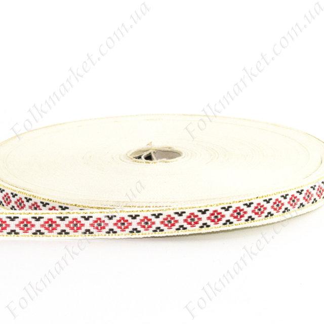 Стрічка металевою ниткою з орнаментом 11 мм 0113-1, фото 1