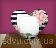 Подушка серце з місцем для сублімації А4 формату "Flowers"