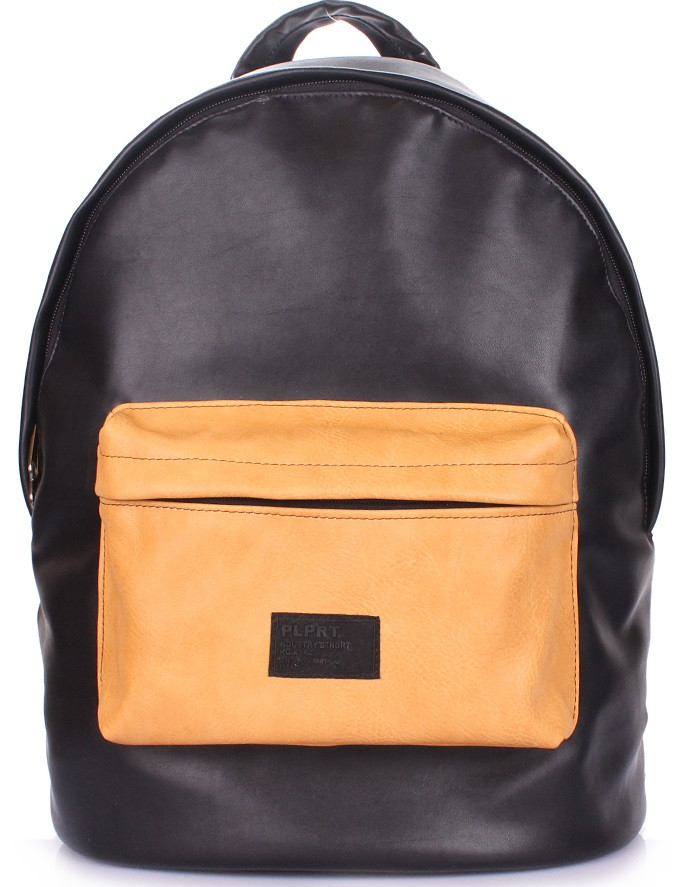 Рюкзак POOLPARTY, backpack-pu-black-orange, цвет - черный, 19 л, фото 1