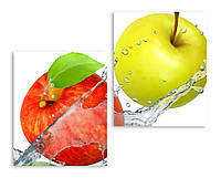 Модульная картина вода и яблоки