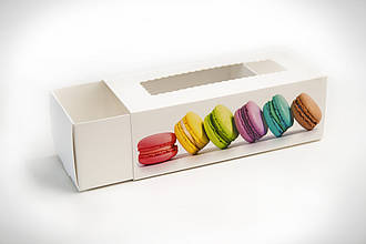 Коробка для макаронс та Hand Made з вікном Малюнок Макаронс 141*59*50