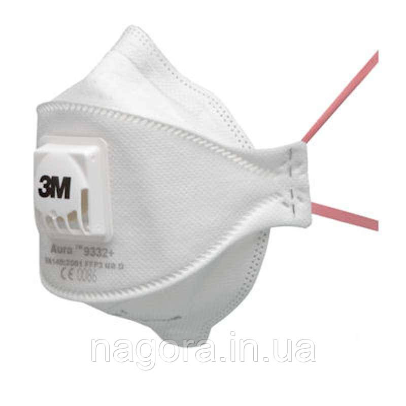 3M Aura 9332+ Протиаерозольний респіратор,FFP3, до 50 ГДК, з клапаном видиху
