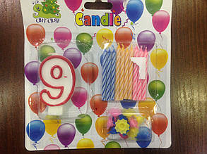 Свічка на торт Роки 9 СвітСвят +10 свічок 57019/9