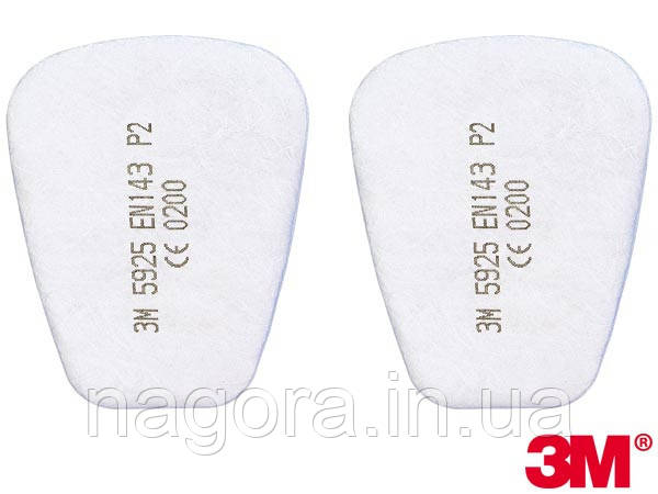 3М 5925 Змінний протиаерозольний фільтр, клас захисту Р2 R, для масок серії 6000, 6500, 7500, фото 1