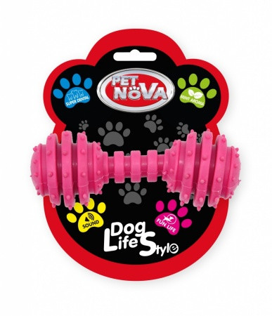 Іграшка для собак Гантель SuperDent Pet Nova 12 см рожевий
