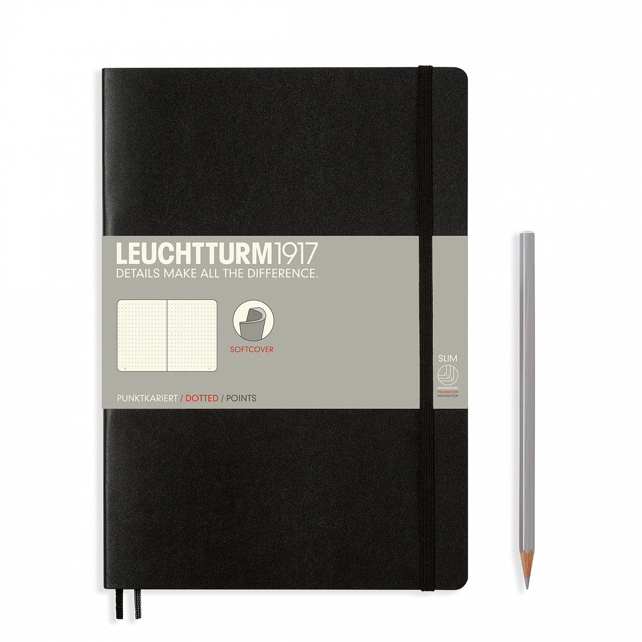 Блокнот Leuchtturm1917 М'яка обкладинка середній В5 Чорний в лінію 17,8х25,4 см (349296) (4004117468308)