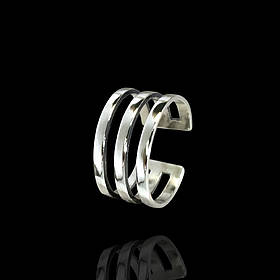 Срібне фалангове кільце, 3 смуги