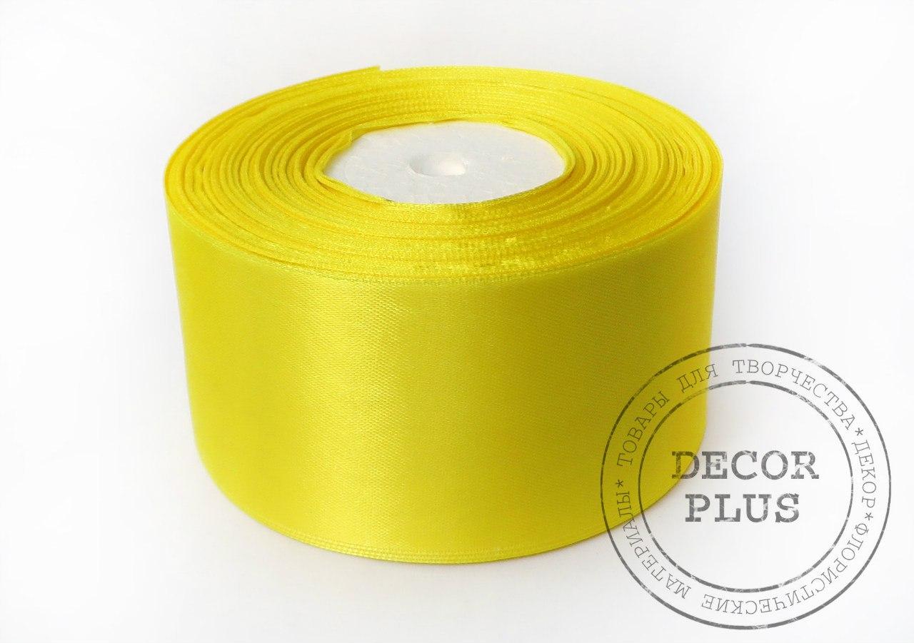 Стрічка атласна 5 см, жовта, фото 1
