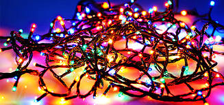 Гірлянда Нитка Діодна 300LED Матова лінза чорний дріт AP