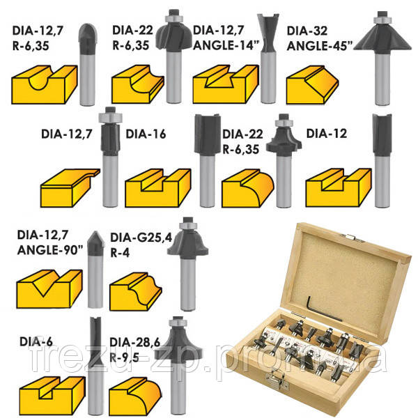 Набор фрез профильных по дереву Miol 12 шт. 
