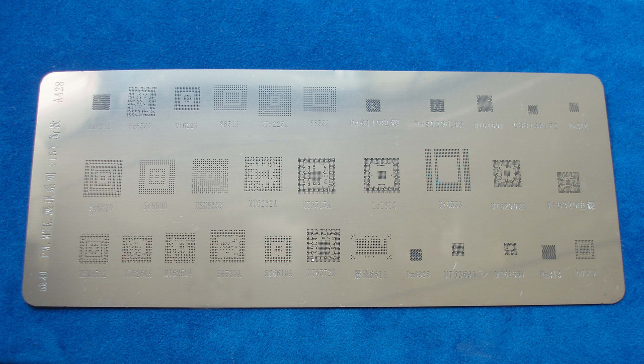 BGA шаблони трафарет MTK PM A428 32шт в 1. Pm8941, Sc6531, Mt6223, 8851A, MT6225A, 8853A, Pm8110, Pm8029, MT61