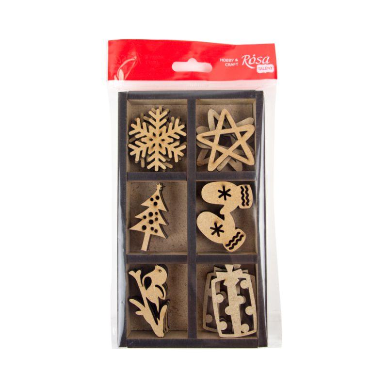 Набір заготовок Новий рік 18 штук 4х5 см МДФ Rosa Talent, 4801552, фото 1