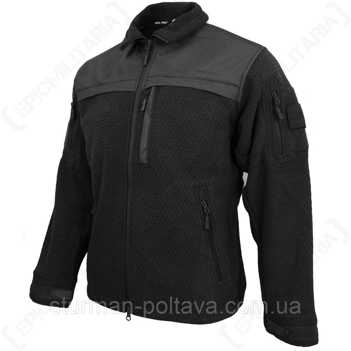 Куртка чоловіча флісова тактична ELITE FLEECE JACKE HEXTAC® Mil-Tec колір чорний Німеччина