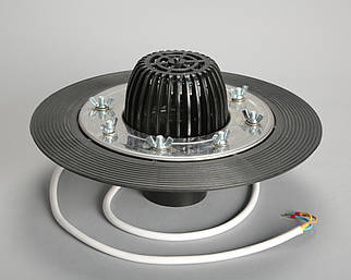 Покрівельна воронка DN110, Н100мм з листоуловлювачем, з притискним фланцем з нерж.стали, і системою обігріву