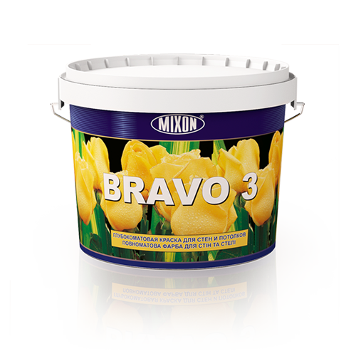 Глубокоматовая фарба для стін і стель Mixon Bravo-3. 2,5 л