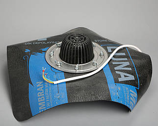 Покрівельна воронка DN75, Н100мм з листоуловлювачем, з притискним фланцем з нерж.сталі, з бітумним фартухом