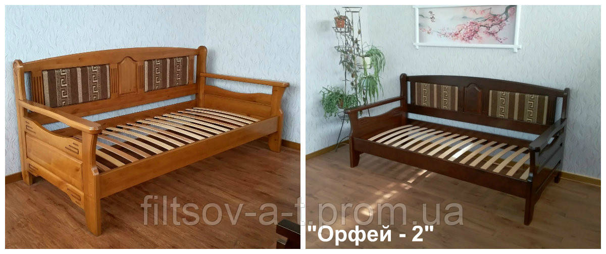 Деревянный полуторный диван - кровать из массива дерева "Орфей" от производителя - фото 3 - id-p55489920
