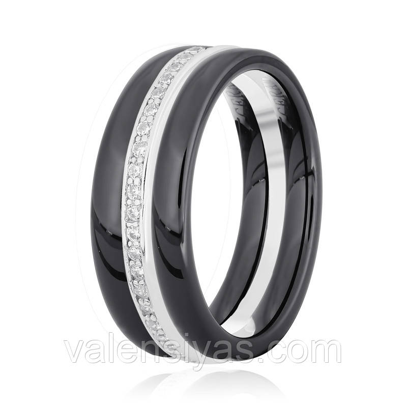 Срібне кільце з чорною керамікою К2ФК/1005