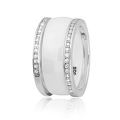 Срібне кільце з білою керамікою К2ФК1/1001