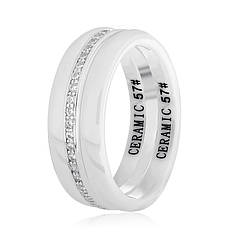 Срібне кільце з білою керамікою К2ФК1/1005