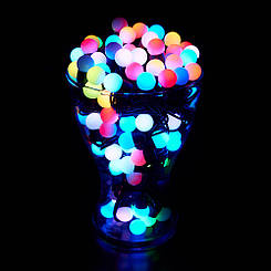 Гірлянда новорічна світлодіодна мультикульки LED 28 ламп чорний дріт 3м від мережі DD