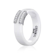 Срібне кільце з керамікою білої К2ФК1/1012