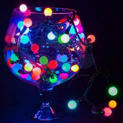 Гірлянда новорічна світлодіодна мультикульки LED 40 ламп чорний дріт 5м від мережі DD