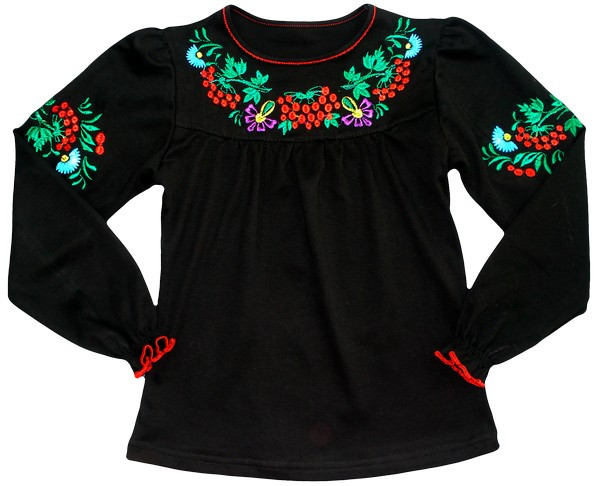 Блуза шкільна вишиванка для дівчинки чорного кольору