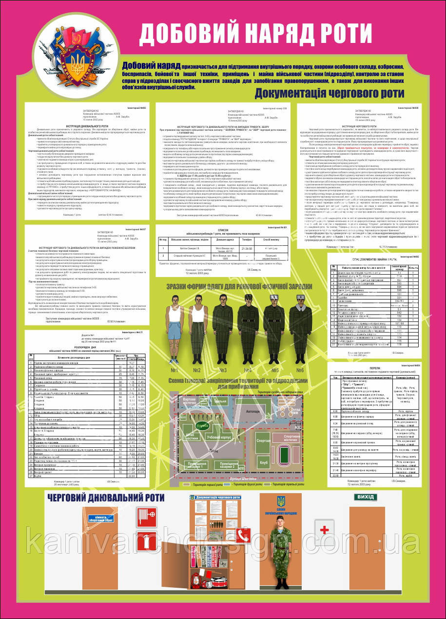 Стенд "Добовий наряд роти" в кабінет ЗАХИСТ ВІТЧИЗНИ, фото 1