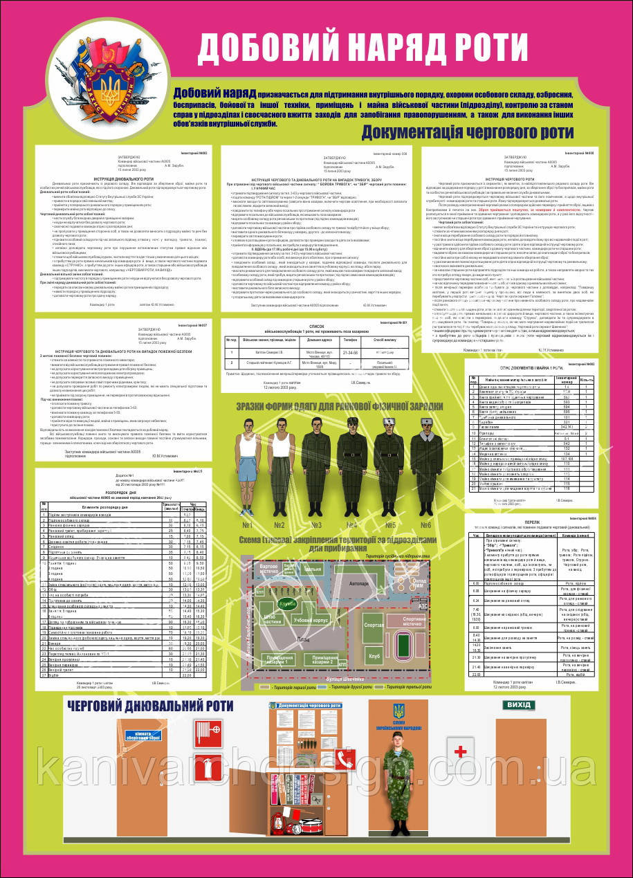 Стенд "Добовий наряд роти" в кабінет ЗАХИСТ ВІТЧИЗНИ