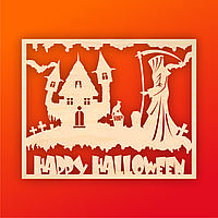 Картина из фанеры "Happy Halloween" 30х37 см