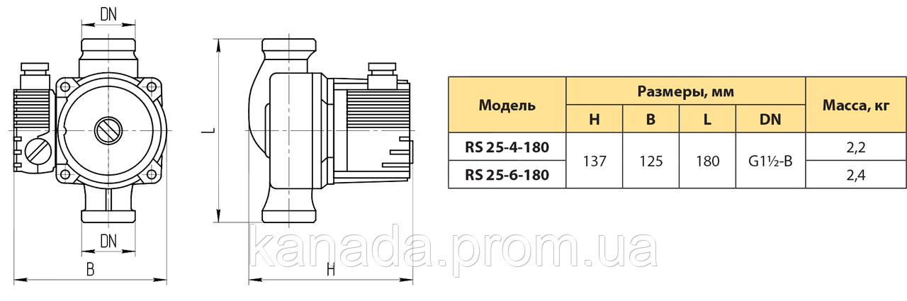 Rudes RS 25-6-180 циркуляционный насос - фото 4 - id-p603181205